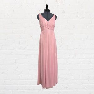 Blush Pink V-Neck Formal Dress with Cowl Back, David’s Bridal, Size 6